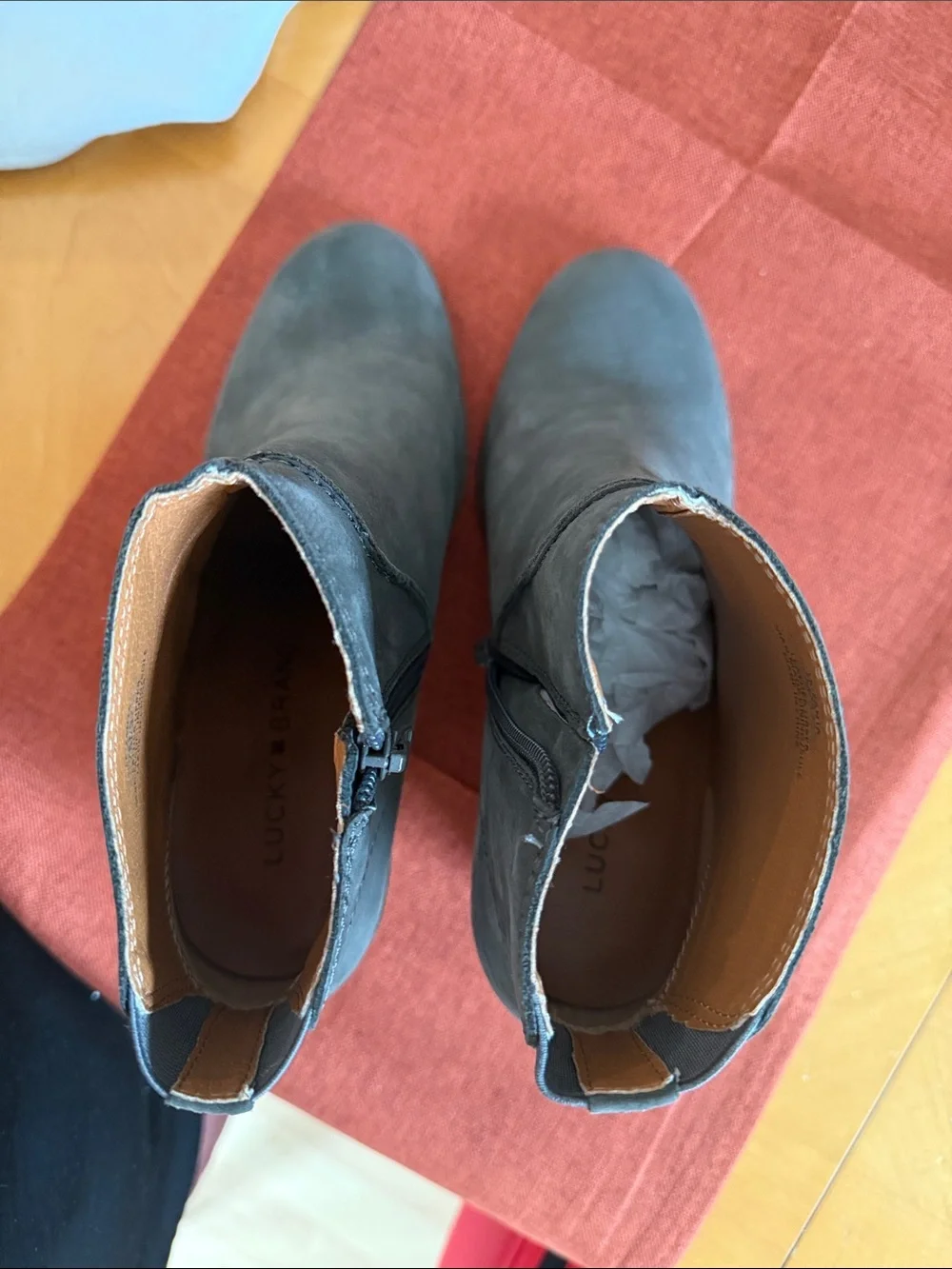 Lucky Brand Gray Suede Wedge Ankle Boots